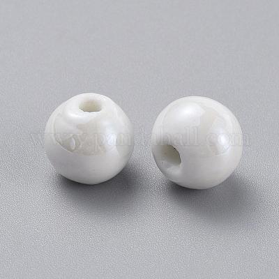 Handmade Porcelain European Beads, Large Hole Beads, Pearlized