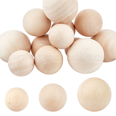 Wholesale PandaHall 12pcs Lagre Wooden Ball 