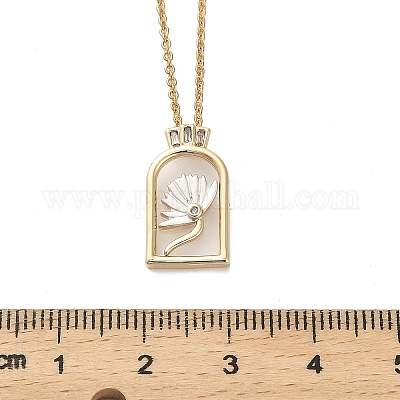 Arco con fiore collane ciondolo smalto ottone&nbsp;NJEW-H051-06G-1