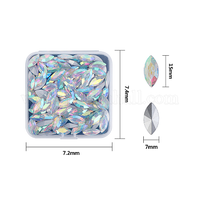 Cabochons en verre avec strass de dos avec point&nbsp;RGLA-OC0001-08C-1