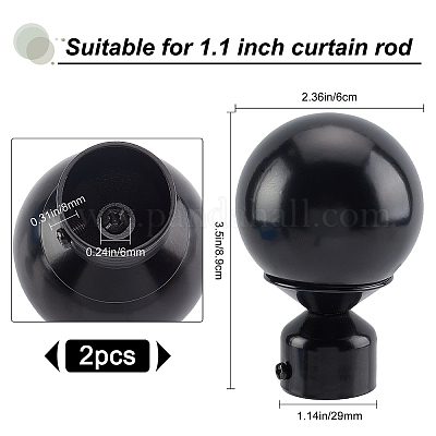 Ivilon Aste per tende da finestra, design a sfera martellata, asta da 1,5 cm, 120 a 240 cm, colore nero