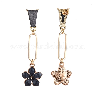 PandaWhole Zinc Alloy Flower Dangle Stud Earrings, with 304 Stainless Steel Earring Findings and Ear Nuts, Golden Alloy FlowerSize: Size