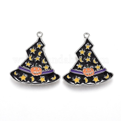 Charm chapeau de sorcière, breloque Halloween, pendentif chapeau de sorcière pavé CZ Micro