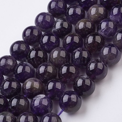Natürlichen Amethyst Perlenstränge G-J376-20-12mm-1