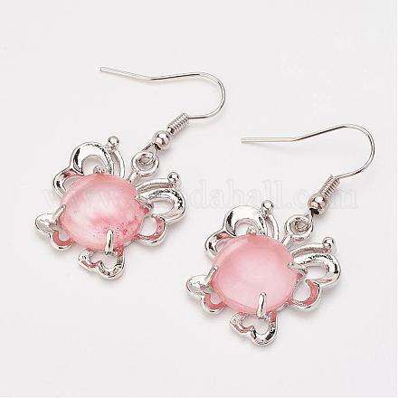 Cherry Quartz Dangle Earrings EJEW-F093-01P-1