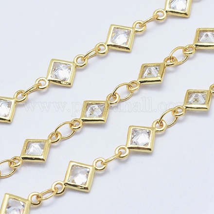 Chaînes avec perles en zircone cubique manuelle CHC-F005-14G-NR-1