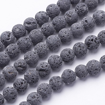 Fili di perle di roccia lavica naturale non cerati X-G-F309-4mm-1