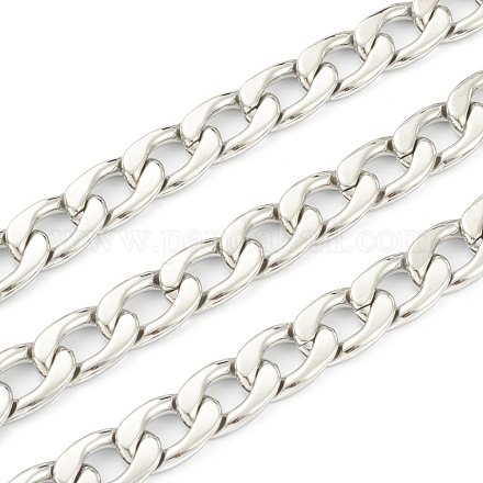 304 Stainless Steel Cuban Link Chains STAS-B020-07P-1