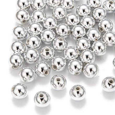 Perles rondes acryliques de placage en plastique X-PACR-L003-8mm-S-1