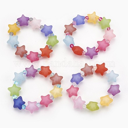 Bracelets extensibles pour enfants avec perles en acryliques mate BJEW-JB03895-1