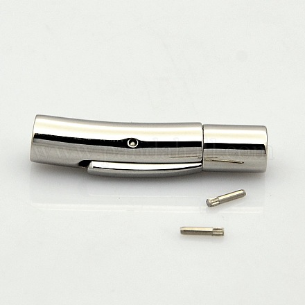 カラム304ステンレス製バヨネットネックレスの留め金  ステンレス鋼色  28x5.5x7mm  穴：4mm STAS-N014-35-1