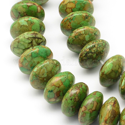 Brins de perles rondelles turquoise synthétiques teints TURQ-Q100-02A-02-1