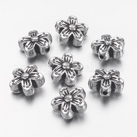 Perline acriliche con fiori placcati in argento antico X-PLS036Y-1
