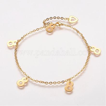 Bracelets de cheville en 304 acier inoxydable avec pendentif AJEW-P055-01G-8-1