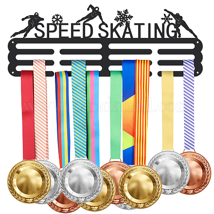 Superdant スピードスケートメダルディスプレイラック スノーフレークメダルホルダー 12ライン付き 頑丈なスチール製賞メダルハンガー 60枚以上のメダル用 壁掛け式メダルディスプレイラック リボンストラップ用 ODIS-WH0021-370-1