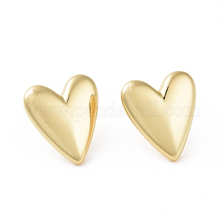 Brass Heart Stud Earrings for Women EJEW-C008-26G-1