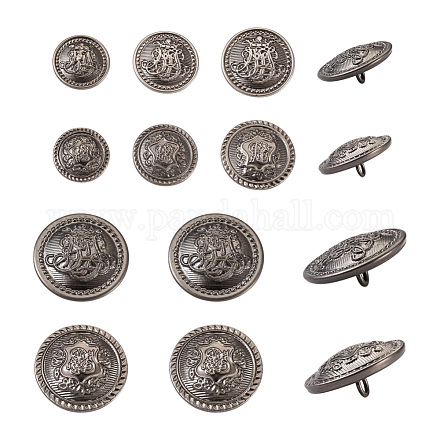 80 Pcs 8 Styles Brass Shank Buttons BUTT-TA0001-10-1