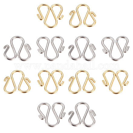 UNICRAFTALE 60pcs 2 Colors M Clasps 304 Stainless Steel Hook Clasps Golden & Stainless Steel Color Hook Clasps Necklace Clasp Connectors M-Shaped Hook for Necklace Jewelry Making STAS-UN0006-97-1