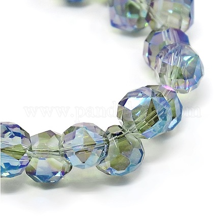 Rainbow Color Plated Faceted Glass Teardrop Beads EGLA-F082-B01-1