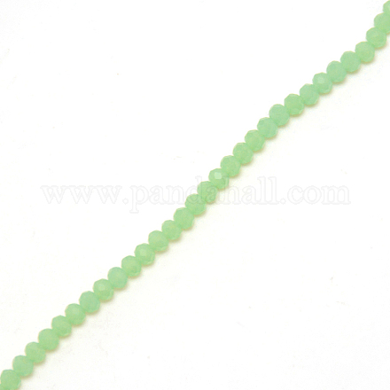 ファクトロンデルガラスビーズ  薄緑  4.5x3.5mm  穴：1mm  約143個/連  19.69インチ（50cm） GLAA-TAC0008-02A-1