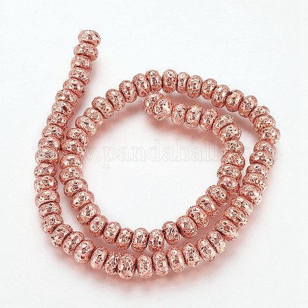 Electroplated Natural Lava Rock Beads Strands G-P400-06RG-1