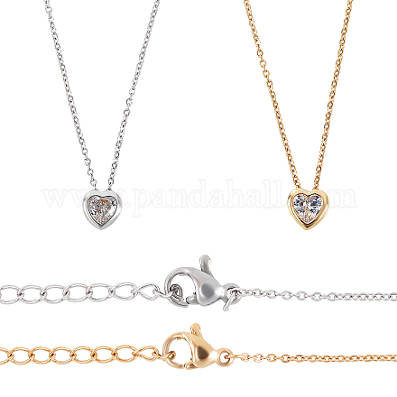 Unicraftale 2 pièces environ 17.6 pouces (45 cm) 2 couleurs amour coeur pendentif colliers NJEW-UN0001-02-1