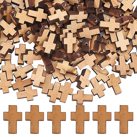 Sunnyclue 200 Uds cuentas cruzadas cuentas cruzadas de madera a granel cuentas de madera cruces encanto natural mini pequeña cruz crucifijo encantos pequeñas cuentas espaciadoras sueltas para hacer joyas pulseras de rosario suministros de artesanía diy WOOD-SC0001-46-1