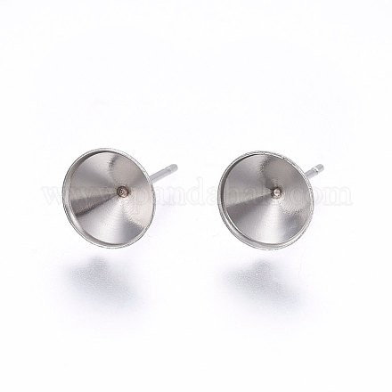 201 Stainless Steel Stud Earring Settings X-STAS-I095--01P-C-1
