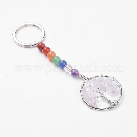 Gemstone and Natural Quartz Crystal Chakra Keychain KEYC-P037-B04-1
