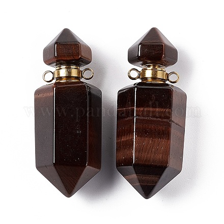 Colgantes de botella de perfume de ojo de tigre rojo teñido natural de bala facetada G-A026-07B-1