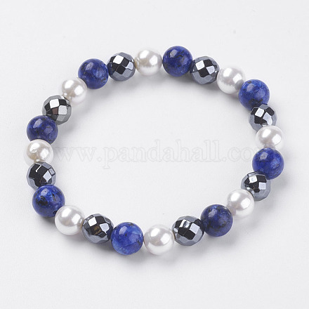 Bracelets extensibles avec perles en hématite synthétique BJEW-E328-A01-1
