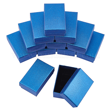 Superfindings 20pcs scatole regalo di gioielli in cartone blu con spugnetta interna per collane CBOX-BC0001-36C-1