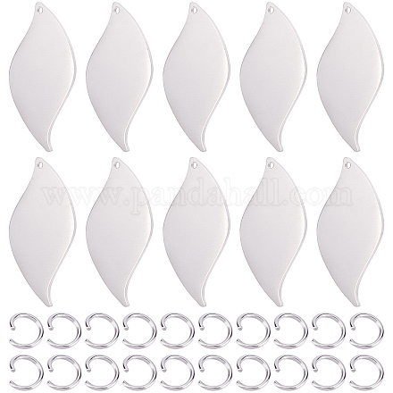 DICOSMETIC 30Pcs Stainless Steel Stamping Tag Charms Blank Leaf Charms Pendants with 30Pcs Jump Rings for DIY Necklace Bracelet and Jewelry Making Craft DIY-DC0001-41-1