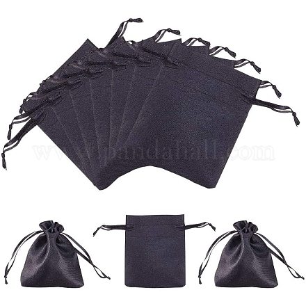 Pandahall elite 50 шт. 9x7 см черный атласный подарочный пакет на шнурке сумки свадебные сувениры свадебный душ конфеты сумки для ювелирных изделий TP-PH0001-02-1