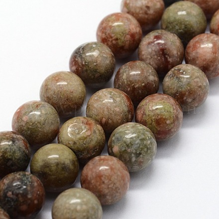 Natural Unakite Beads Strands G-I199-19-10mm-1