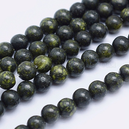Cordón natural serpentina / verde cuentas de piedra hebras G-P345-01-10mm-1