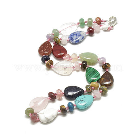 Natural & Synthetic Gemstone Beaded Necklaces NJEW-S399-22-1