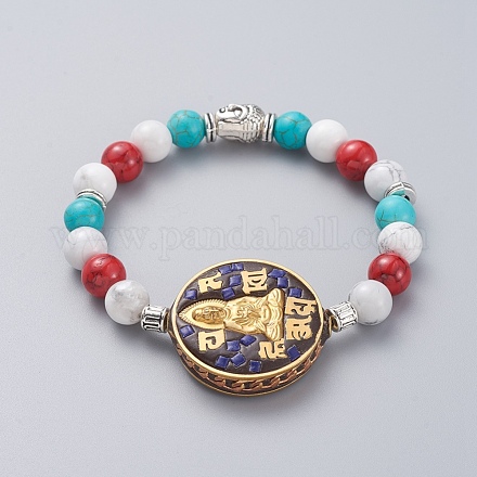 Thème bouddhiste bracelets extensibles guan yin BJEW-JB04873-03-1