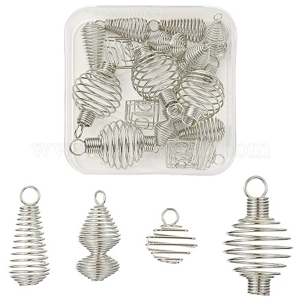 20 pièces 4 styles pendentifs de cage de perle en spirale à ressort en alliage de fer FIND-YW0003-22-1