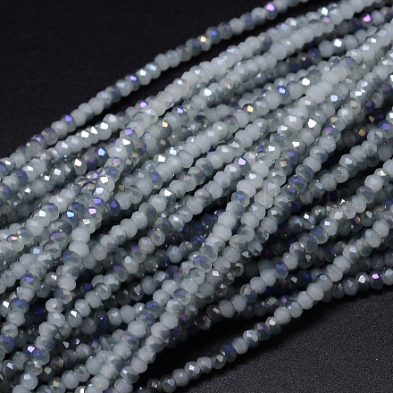 Rondelle facettée demi-arc-en-ciel plaqué de perles de verre X-EGLA-M006-3mm-B06-1