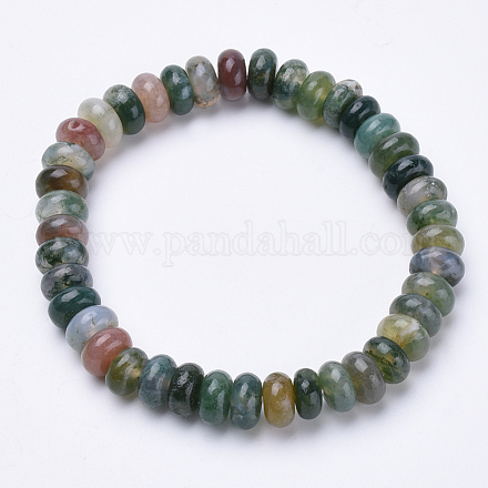 Natural Indian Agate  Beaded Stretch Bracelets BJEW-S127-02-1