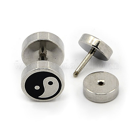 Feng Shui Punk Rock Style 304 Stainless Steel Screw Fit Ear Gauges EJEW-J011-29D-1