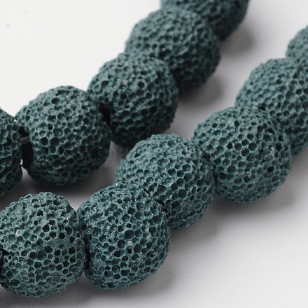 Round Dyed Natural Lava Rock Bead Strands G-O126-07D-1