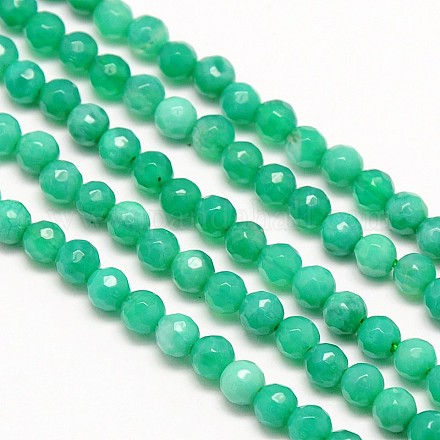 Dyed Natural Peacock Agate Round Bead Strands G-N0081-F4mm-08-1