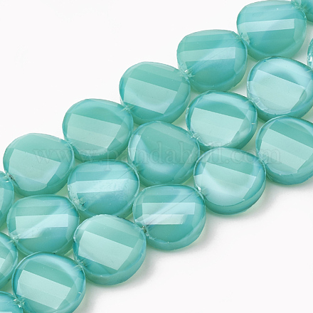 Chapelets de perles en verre opaque de couleur unie GLAA-N032-06E-1
