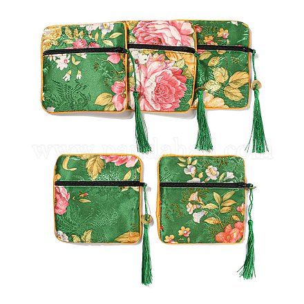 Мешочки на молнии из ткани в китайском стиле с цветочным узором для хранения ювелирных изделий AJEW-D063-01I-1
