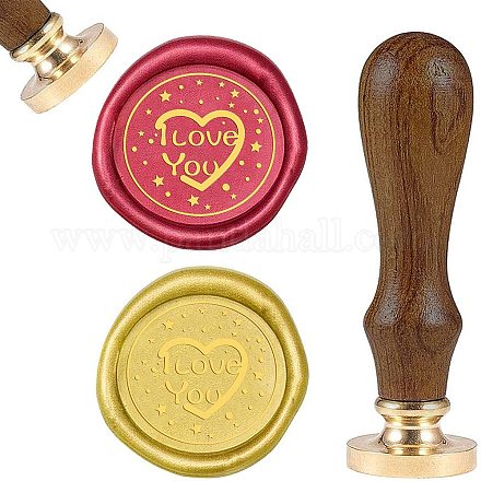 SUPERFINDINGS Retro Wax Seal Stamp Love Scrapbook Brass Vintage Stamps and Wood Handle for Letter Wedding Party Gift Packing AJEW-WH0131-165-1