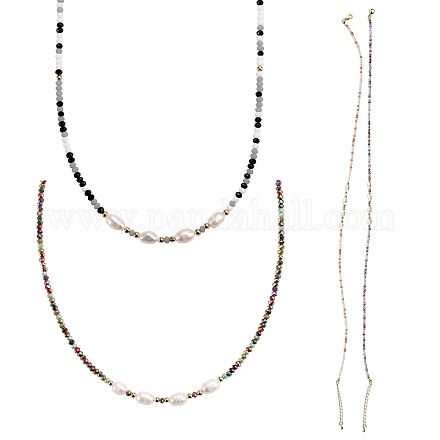 4pcs 4 Farben Glasperlen Halsketten Sets NJEW-SZ0001-39-1