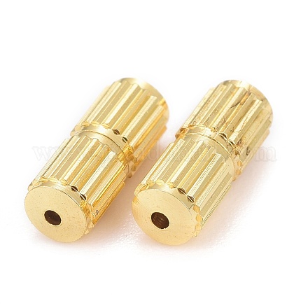 真鍮製ネジ式クラスプ  コラム  ゴールドカラー  10x4mm  穴：0.5mm X-KK-E368-G-1