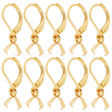 Beebeecraft 1 Box 50Pcs French Earring Hooks Stainless Steel Leverback Earring Findings with Pendant Bails Golden Earring Supplies for Jewelry Making STAS-BBC0001-52G-1